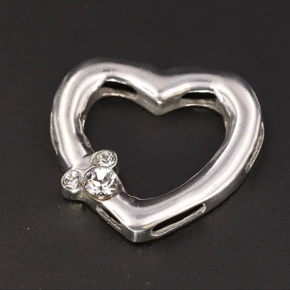 Sterling Silver DISNEY Rhinestone Mickey Cubic Zirconia Heart Necklace Pendant - Picture 9 of 17